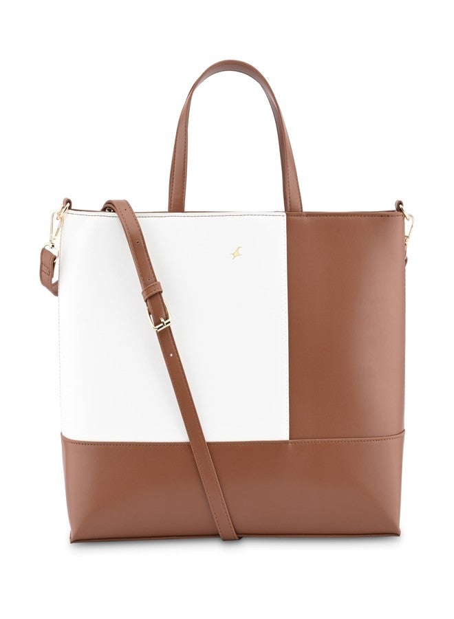 Fastrack Colourpop Laptop Tote | Faux-Leather Women's Handbags | 15" Laptop Tote For Workwear And College, Brown - Image 1